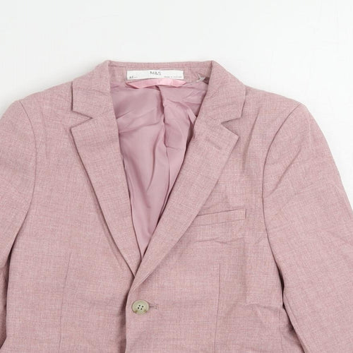 Marks and Spencer Boys Pink Jacket Blazer Size 6-7 Years Button