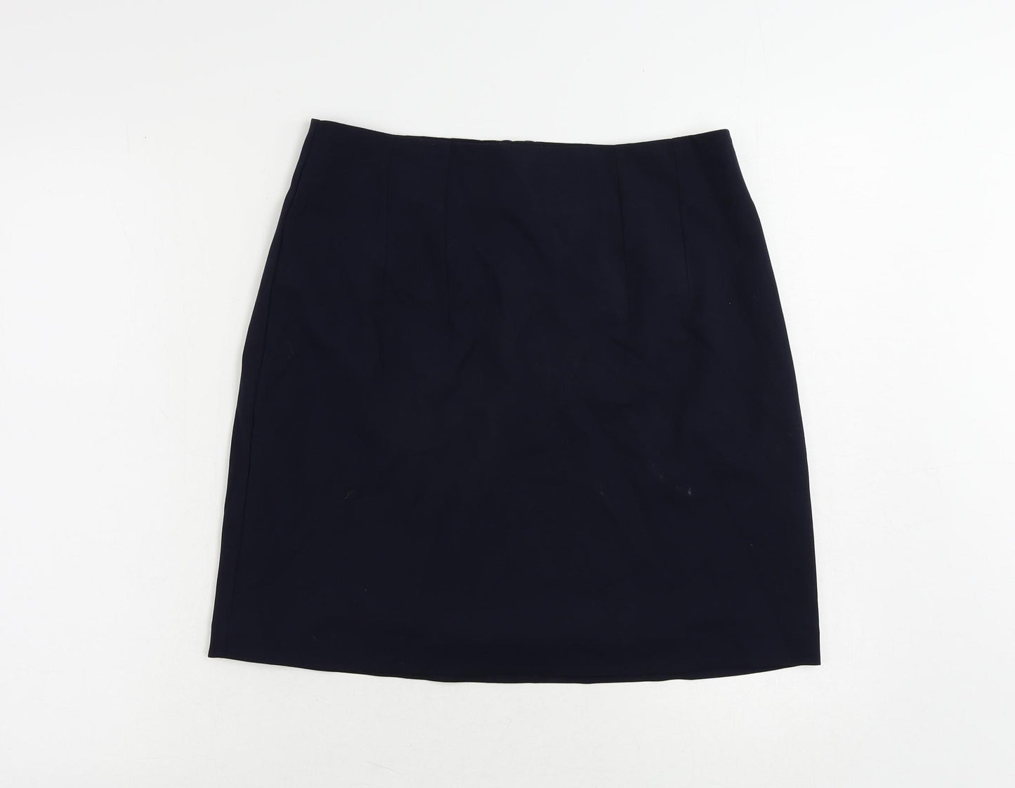 Marks and Spencer Womens Blue Polyester A-Line Skirt Size 12 Zip