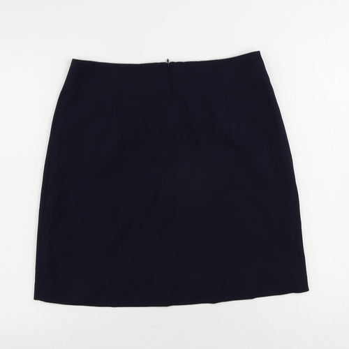 Marks and Spencer Womens Blue Polyester A-Line Skirt Size 12 Zip