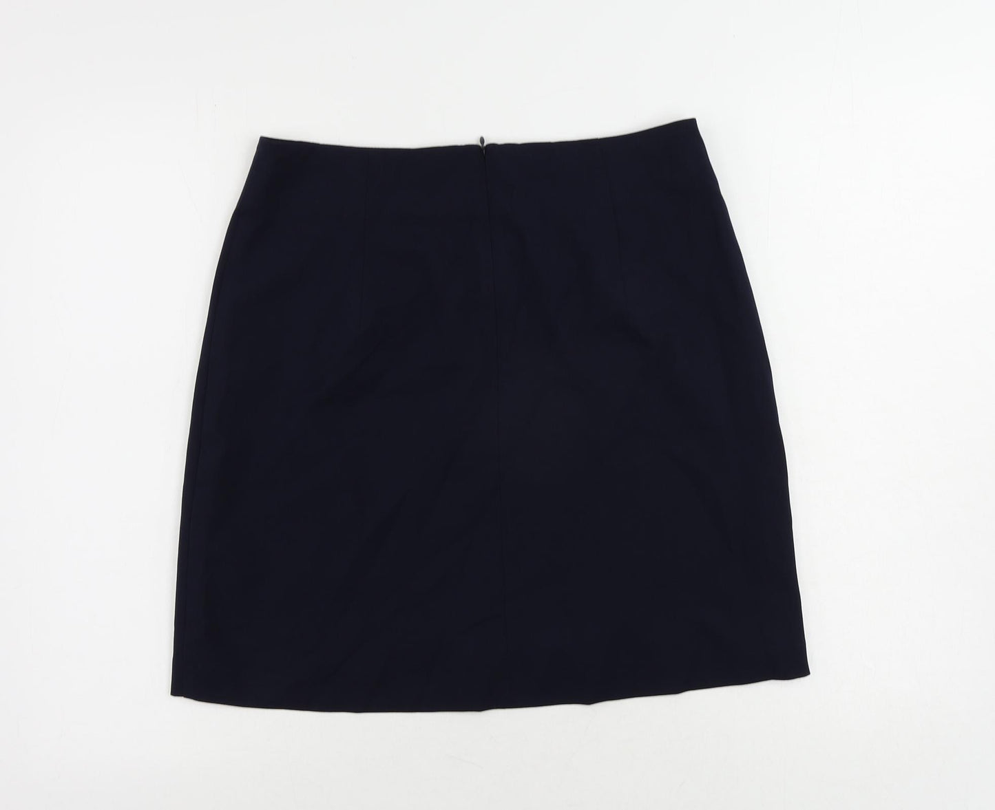 Marks and Spencer Womens Blue Polyester A-Line Skirt Size 12 Zip