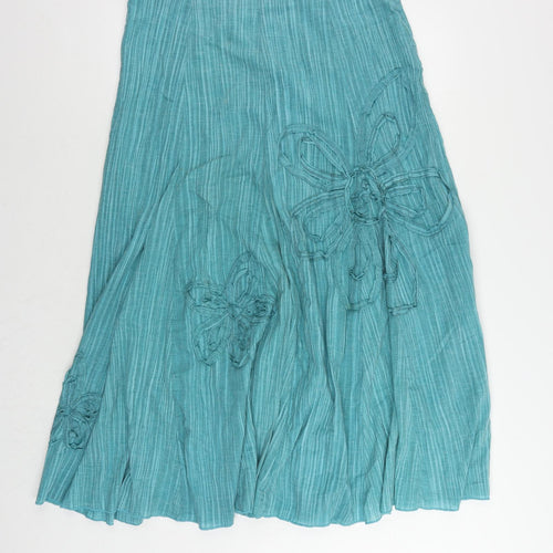 Per Una Womens Green Polyester Flare Skirt Size 12 Zip