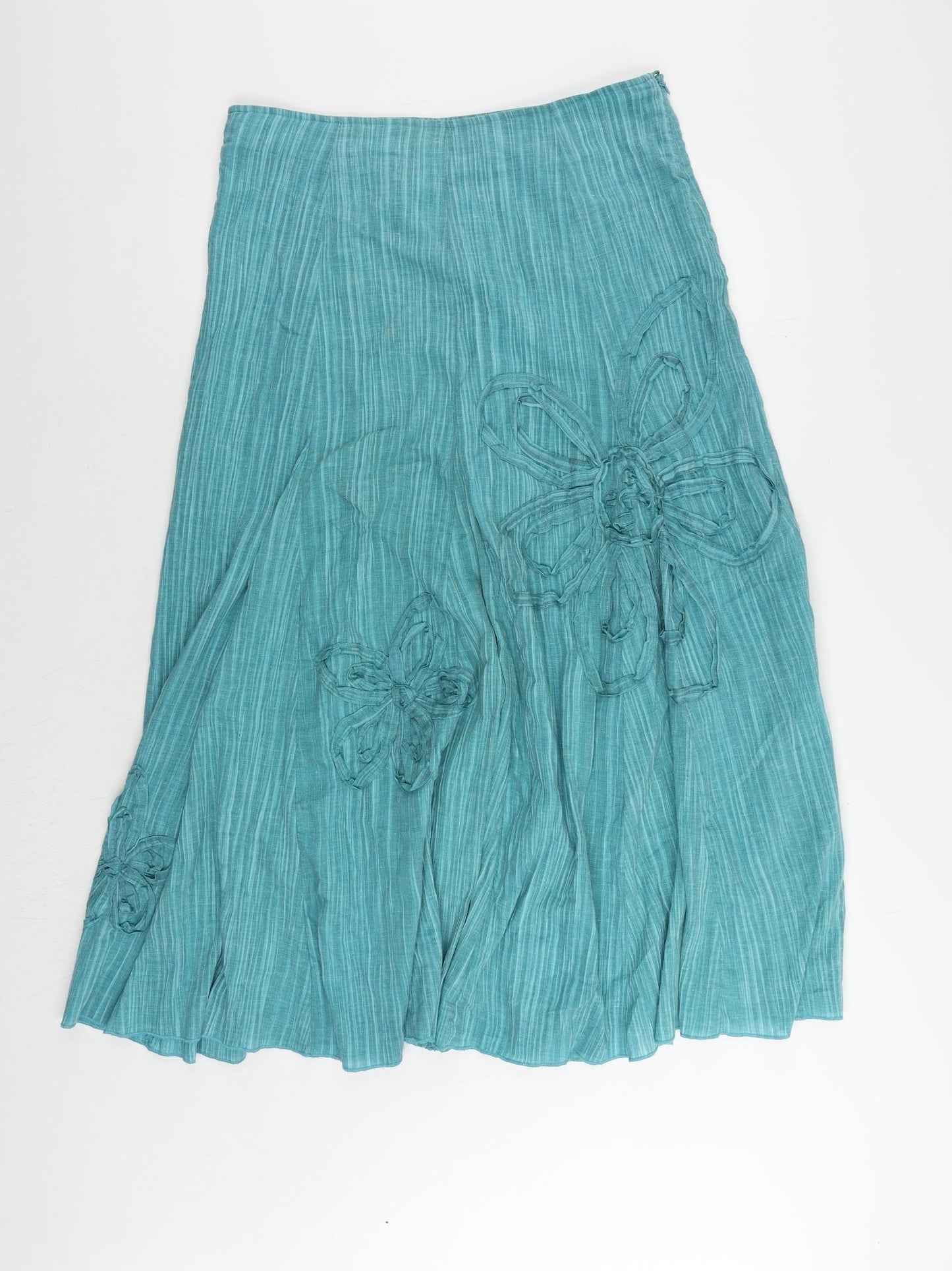 Per Una Womens Green Polyester Flare Skirt Size 12 Zip