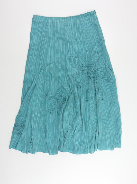 Per Una Womens Green Polyester Flare Skirt Size 12 Zip