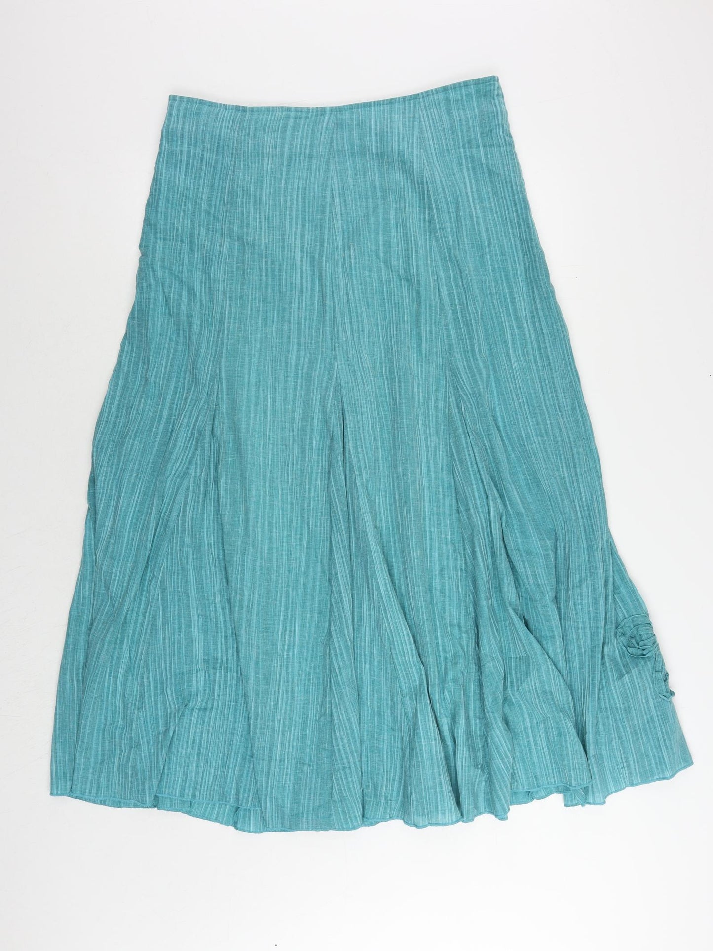 Per Una Womens Green Polyester Flare Skirt Size 12 Zip