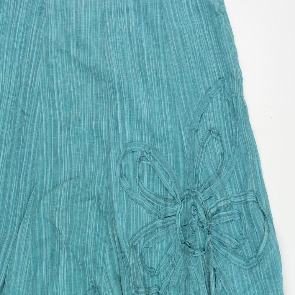 Per Una Womens Green Polyester Flare Skirt Size 12 Zip