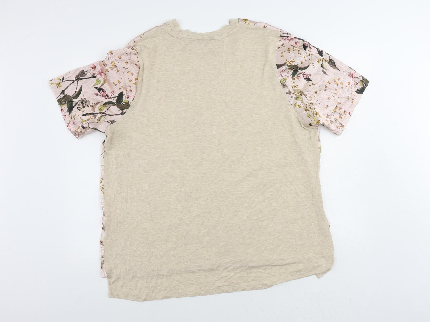 Per Una Womens Pink Floral Viscose Basic T-Shirt Size 20 Crew Neck