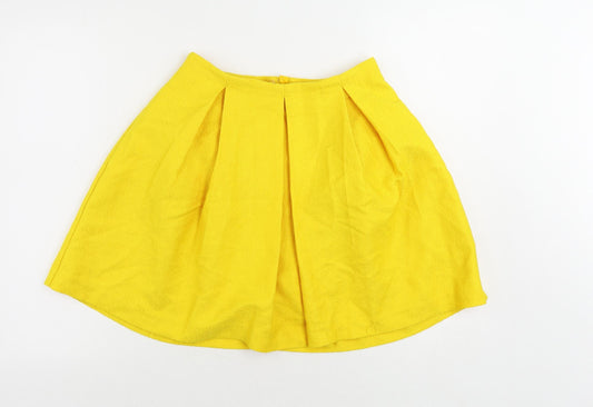 H&M Womens Yellow Polyester Mini Skirt Size 6 Zip