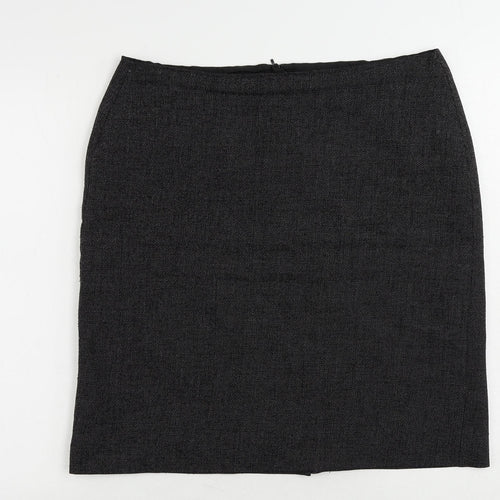 Marks and Spencer Womens Black Polyester Straight & Pencil Skirt Size 16 Zip