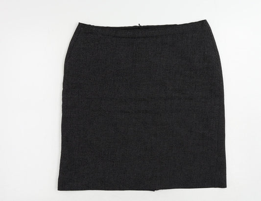 Marks and Spencer Womens Black Polyester Straight & Pencil Skirt Size 16 Zip