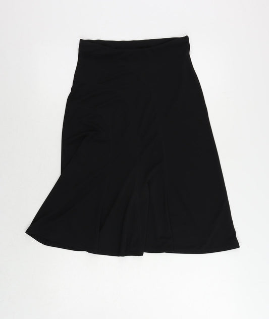 Hennes Womens Black Polyester Flare Skirt Size 8 - Elastic Waist