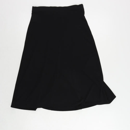 Hennes Womens Black Polyester Flare Skirt Size 8 - Elastic Waist