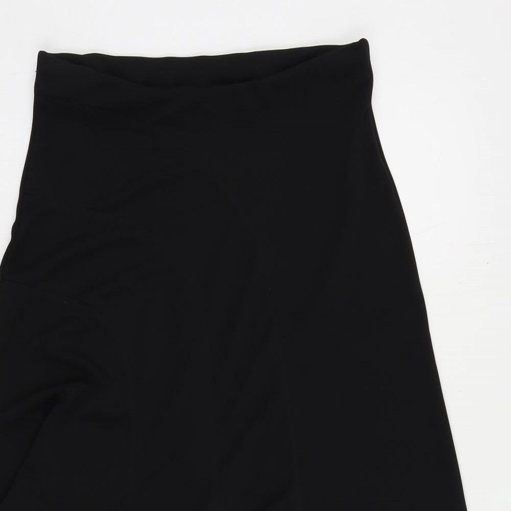 Hennes Womens Black Polyester Flare Skirt Size 8 - Elastic Waist