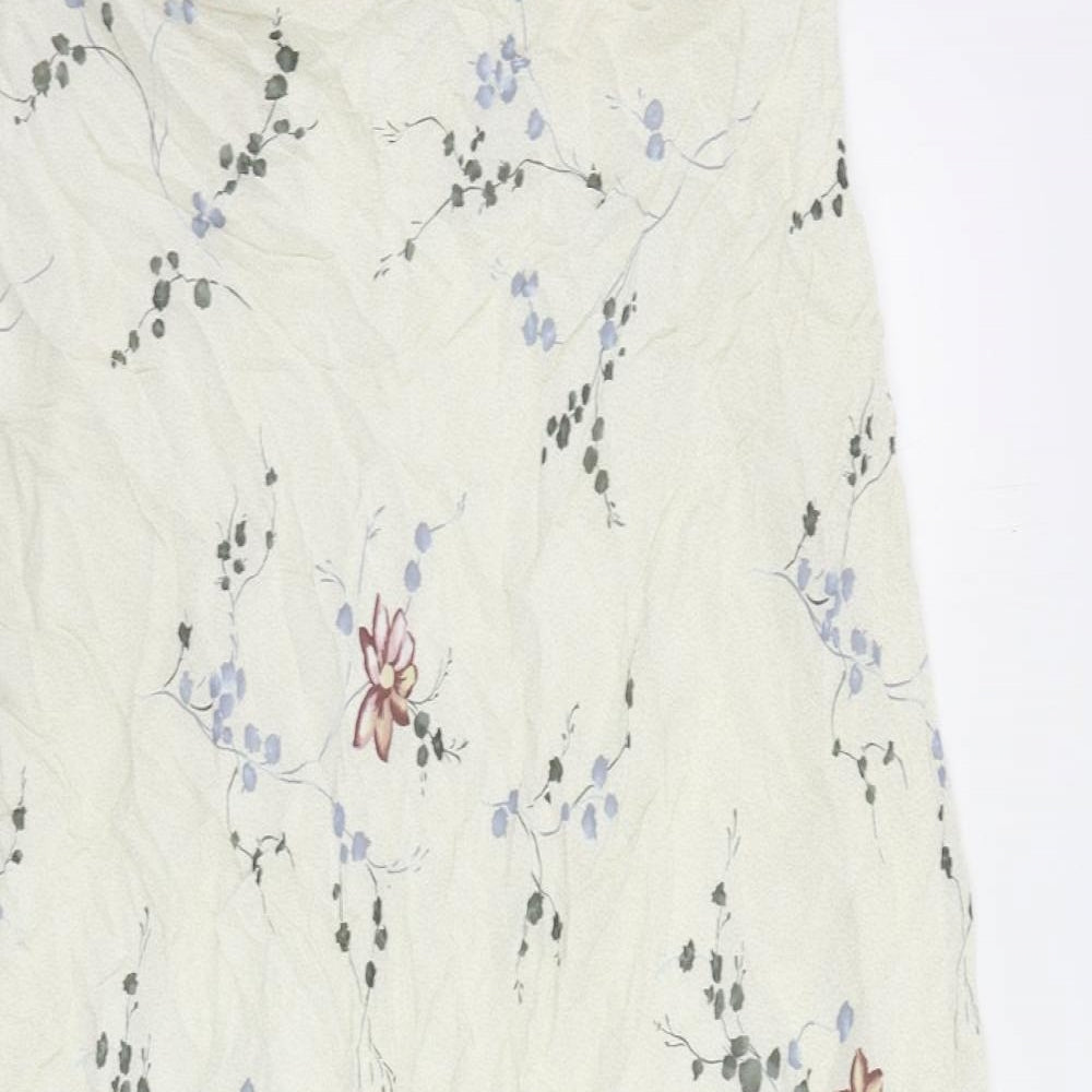 Marks and Spencer Womens Ivory Floral Viscose A-Line Skirt Size 18 - Elastic Waist