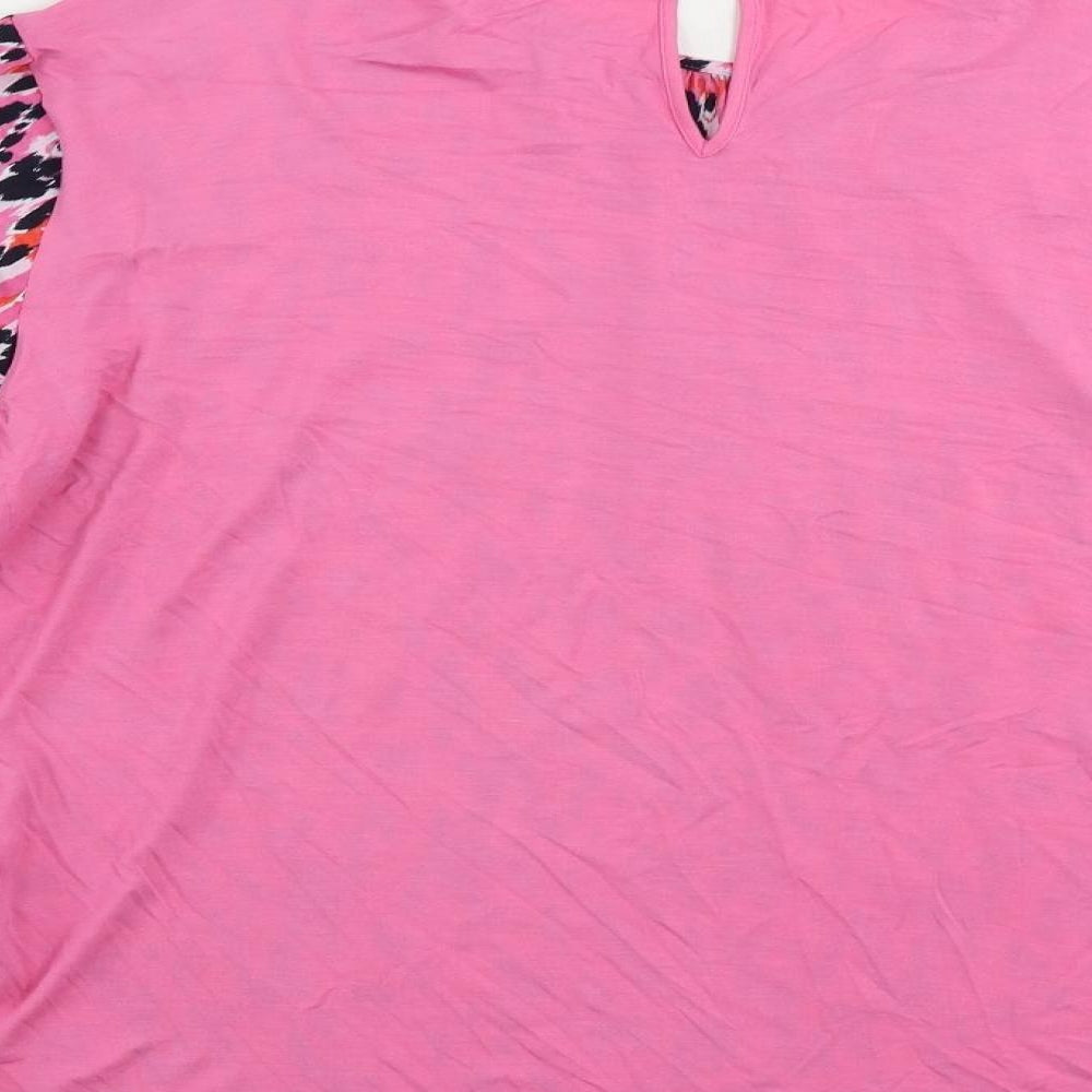 Marks and Spencer Womens Pink Animal Print Polyester Basic Blouse Size 10 Round Neck