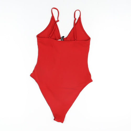 H&M Womens Red Polyester Bodysuit One-Piece Size S Snap