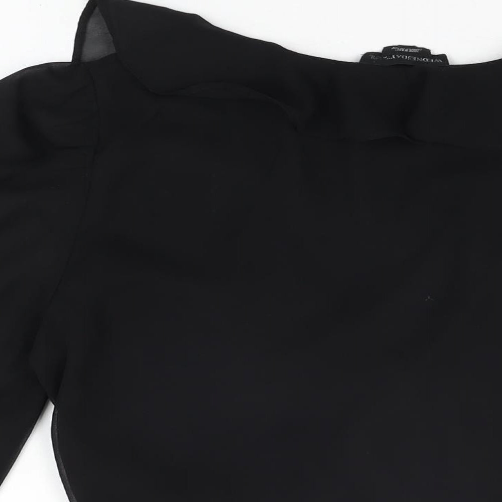 Wednesday's Girl Womens Black Polyester Wrap Blouse Size M V-Neck