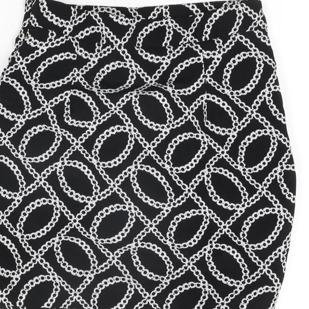 Misspap Womens Black Geometric Polyester Mini Skirt Size 8 Zip