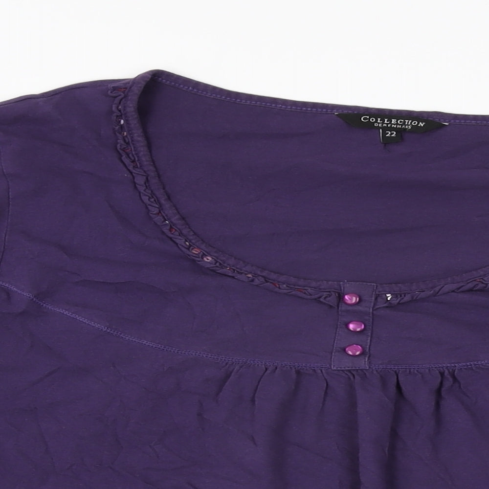 Debenhams Womens Purple Cotton Basic T-Shirt Size 22 Scoop Neck