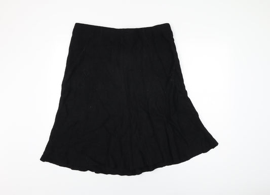 Laura Ashley Womens Black Wool Flare Skirt Size 18 Zip