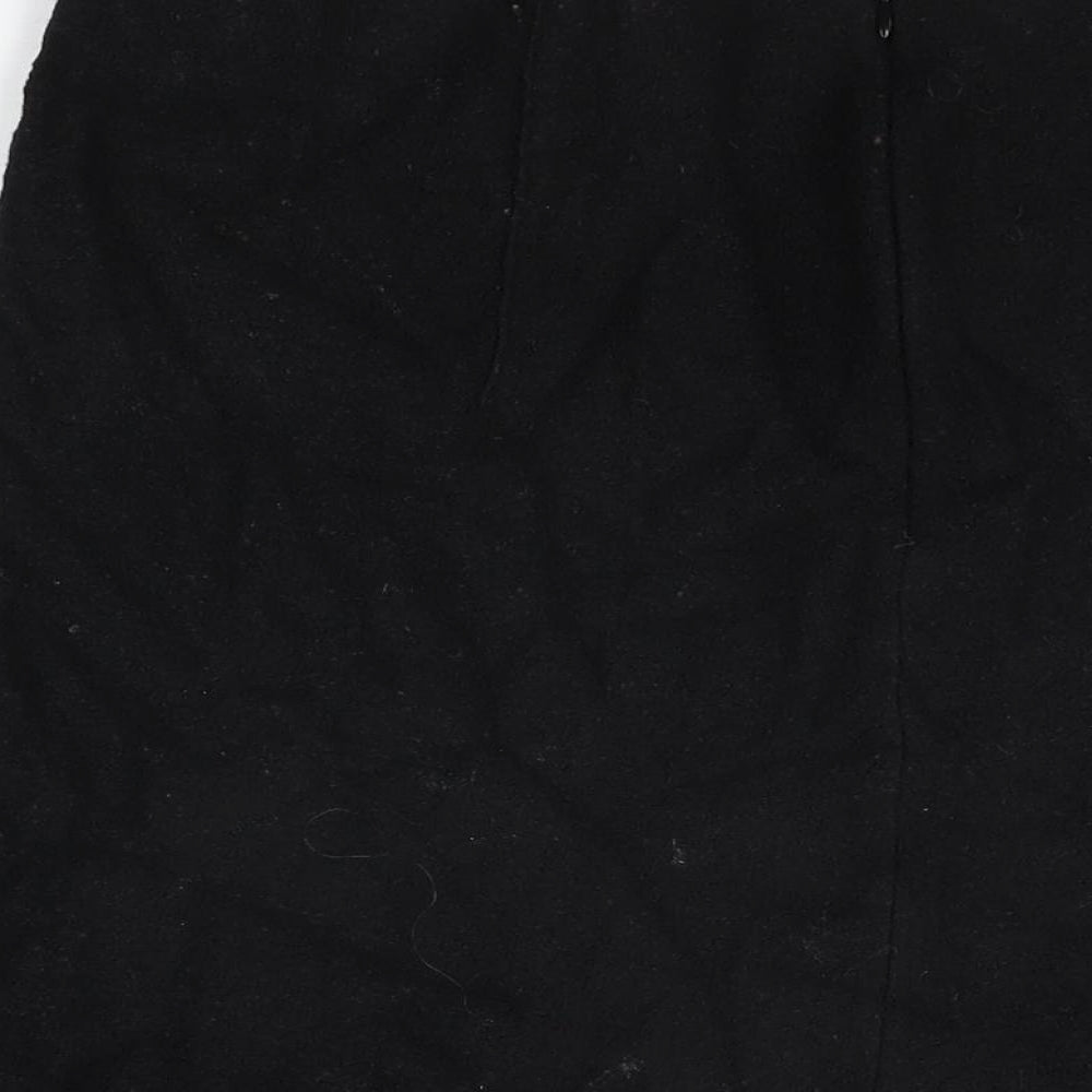 Laura Ashley Womens Black Wool Flare Skirt Size 18 Zip