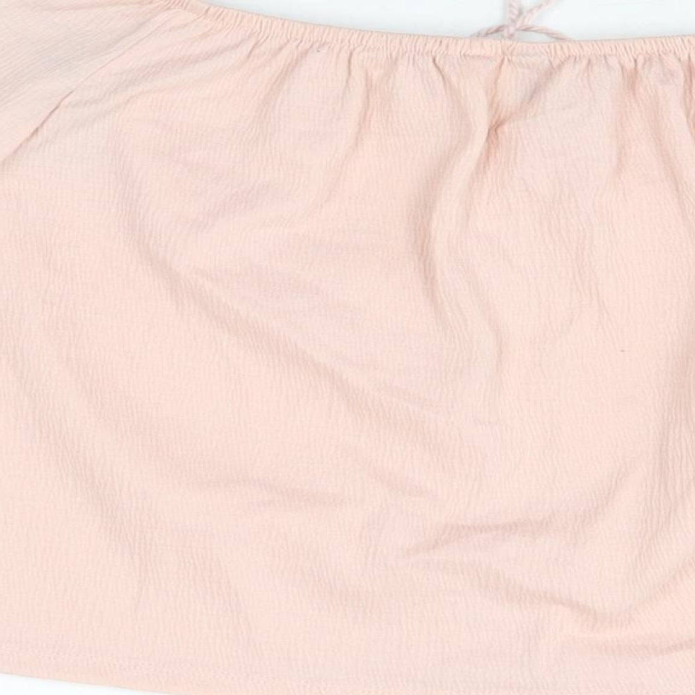 H&M Womens Pink Polyester Basic T-Shirt Size S Off the Shoulder