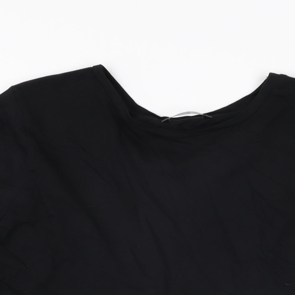 Pep&Co Womens Black Cotton Basic T-Shirt Size 22 Round Neck