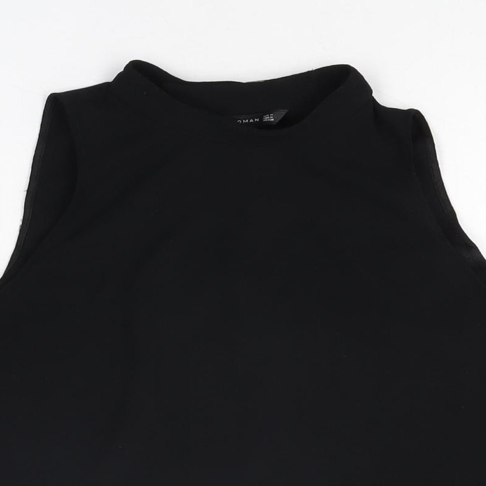 Zara Womens Black Polyester Basic Blouse Size M Round Neck