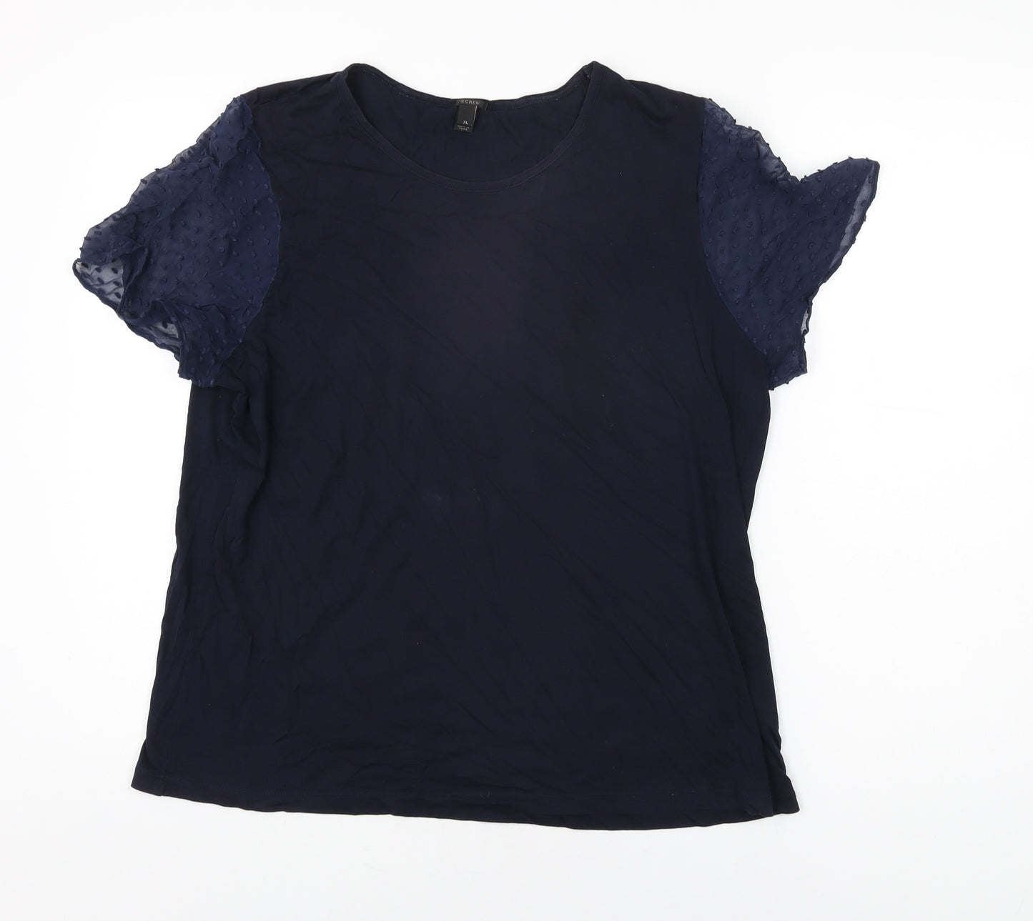 J.CREW Womens Blue Cotton Basic T-Shirt Size XL Round Neck