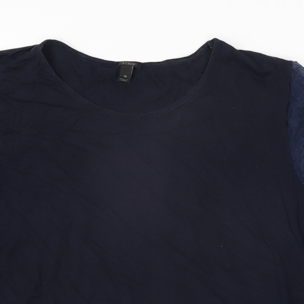 J.CREW Womens Blue Cotton Basic T-Shirt Size XL Round Neck