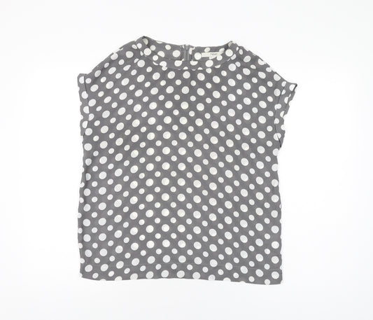 NEXT Womens Grey Polka Dot Polyester Basic Blouse Size 10 Round Neck