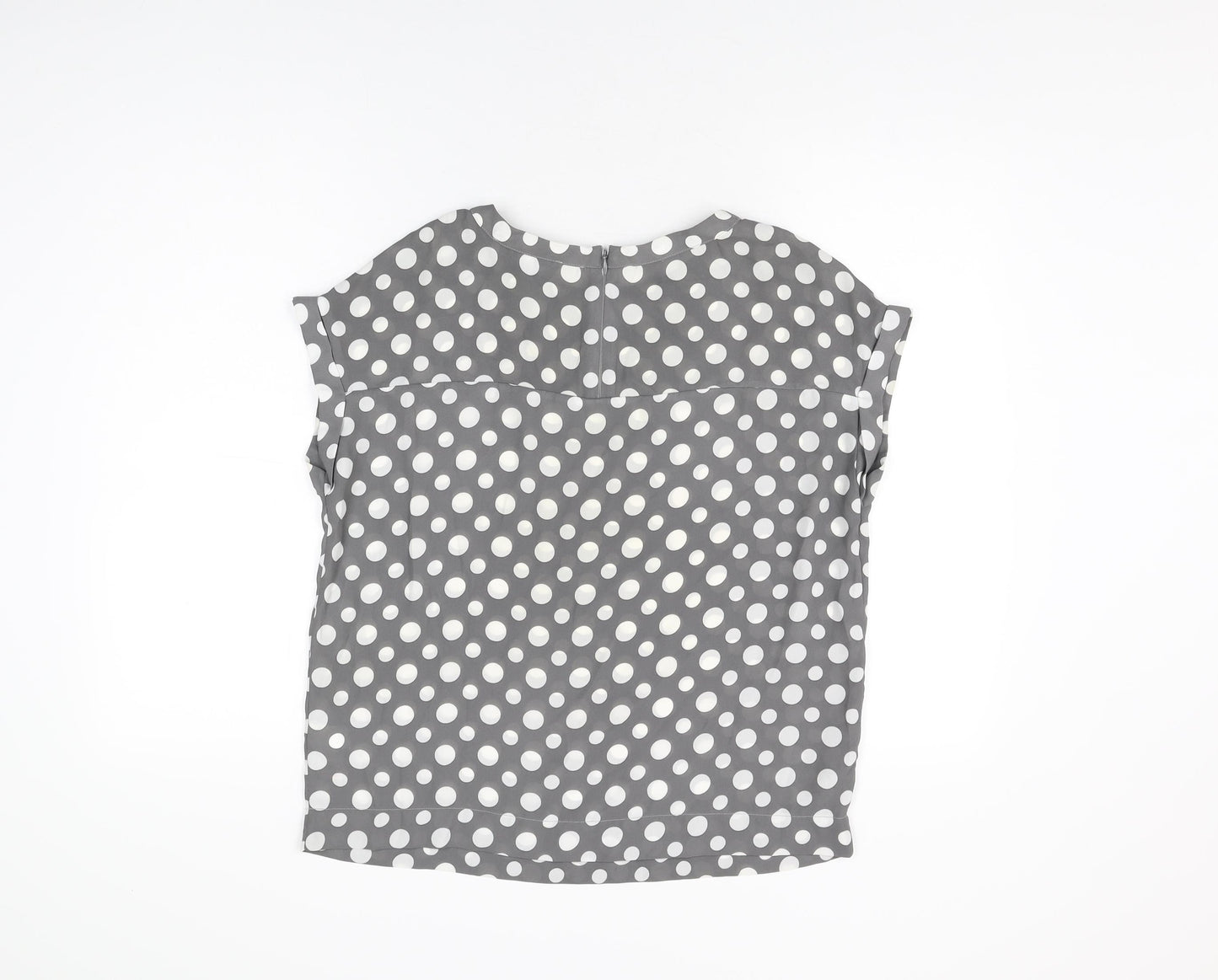 NEXT Womens Grey Polka Dot Polyester Basic Blouse Size 10 Round Neck