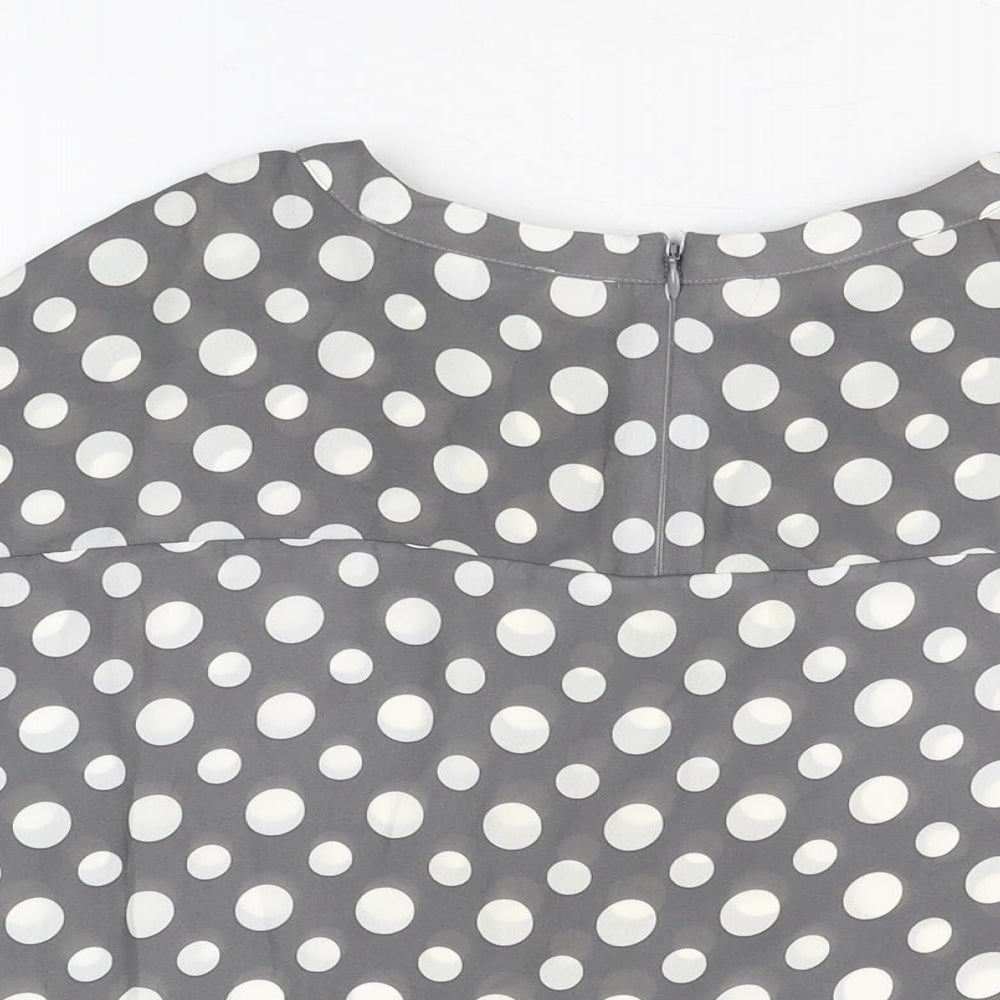 NEXT Womens Grey Polka Dot Polyester Basic Blouse Size 10 Round Neck