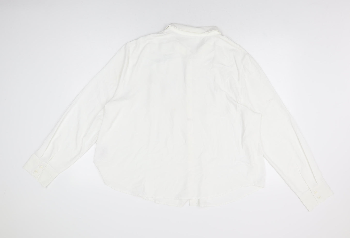 Unique 21 Womens White Polyester Basic Button-Up Size 22 Collared