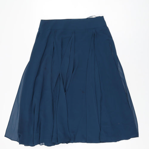 Jacques Vert Womens Blue Polyester Swing Skirt Size 12 Zip