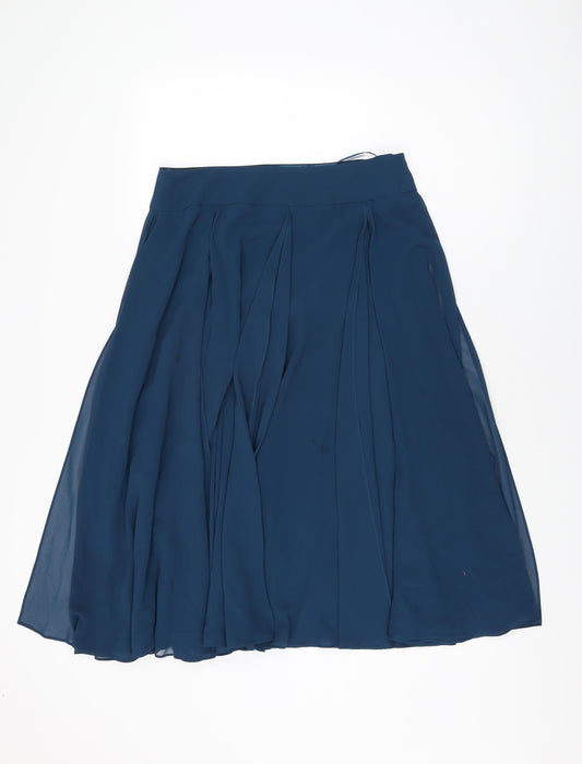 Jacques Vert Womens Blue Polyester Swing Skirt Size 12 Zip