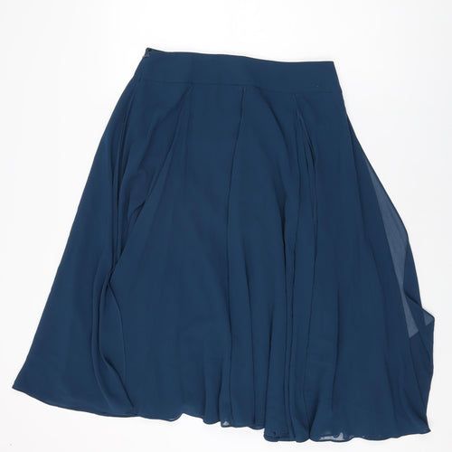 Jacques Vert Womens Blue Polyester Swing Skirt Size 12 Zip