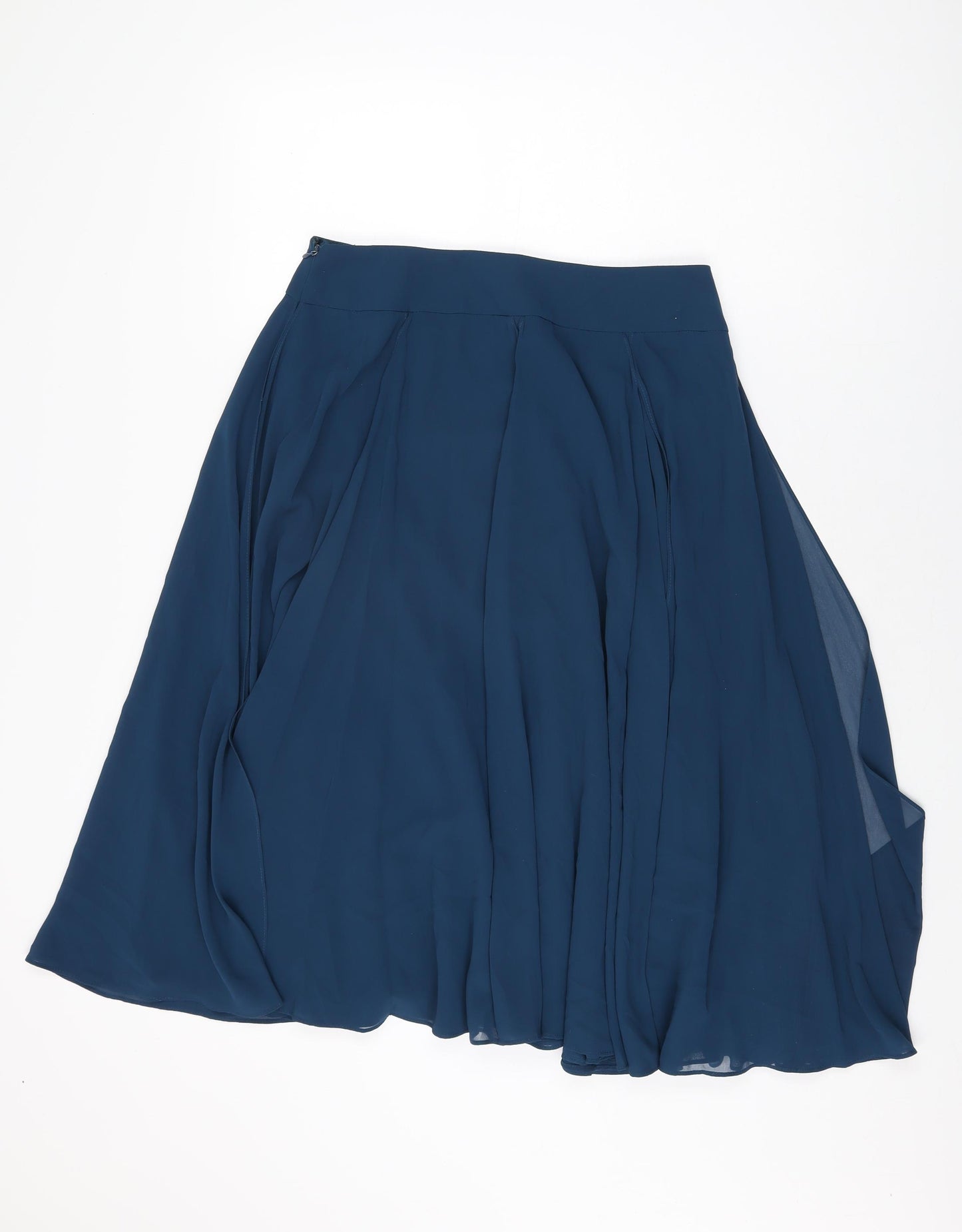 Jacques Vert Womens Blue Polyester Swing Skirt Size 12 Zip