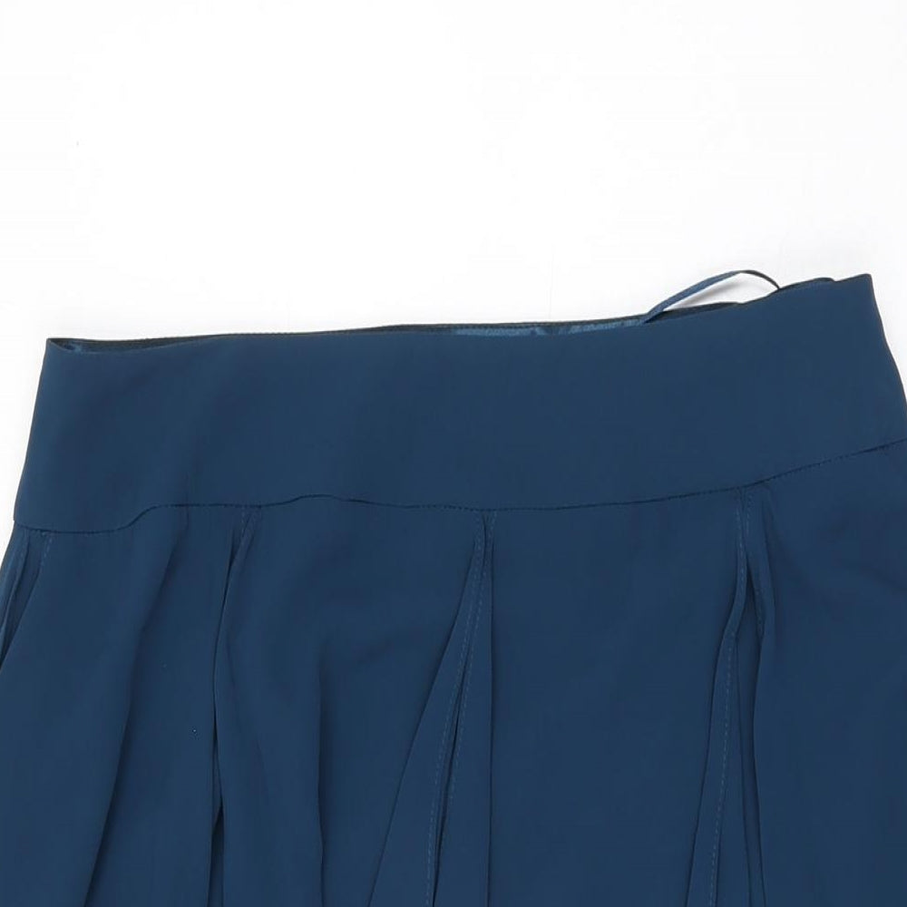 Jacques Vert Womens Blue Polyester Swing Skirt Size 12 Zip