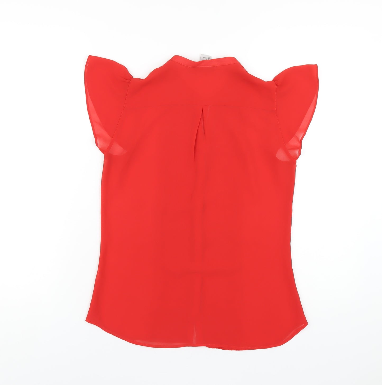 H&M Womens Red Polyester Basic Blouse Size 6 V-Neck