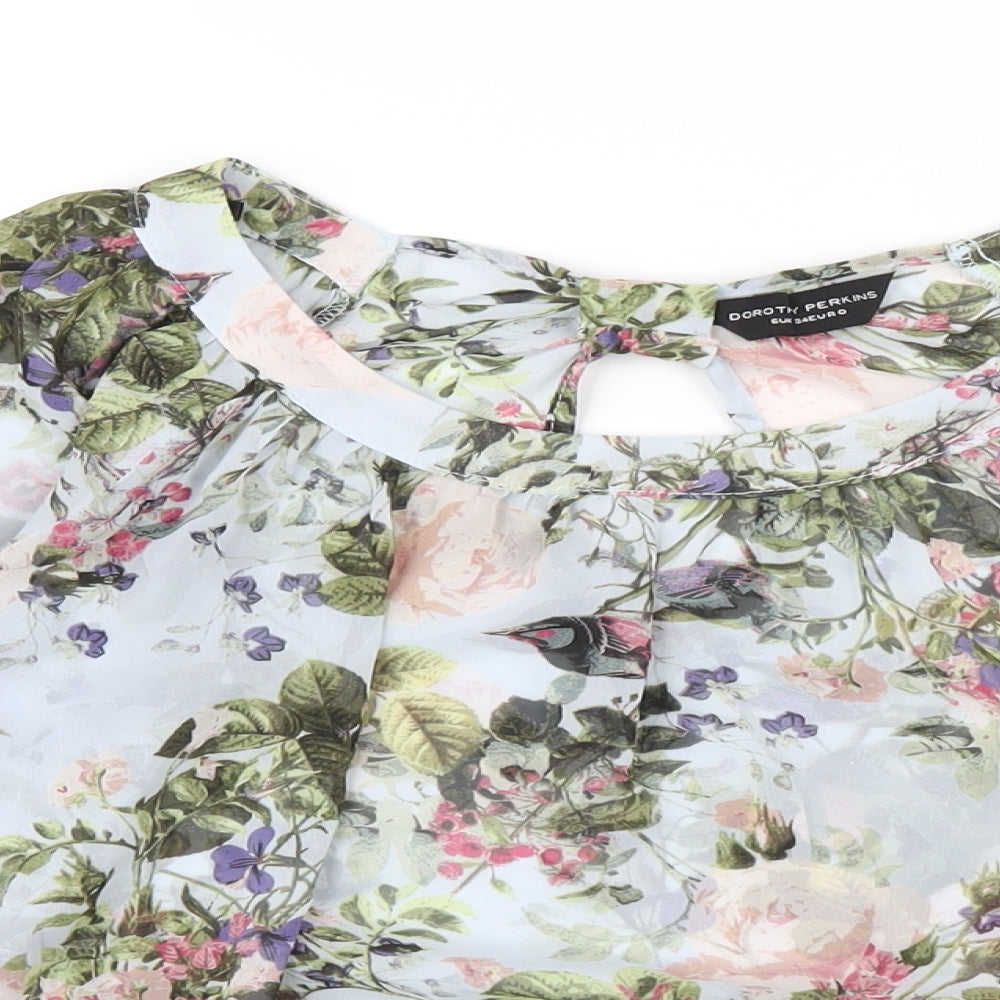 Dorothy Perkins Womens Multicoloured Floral Polyester Basic Blouse Size 6 Round Neck