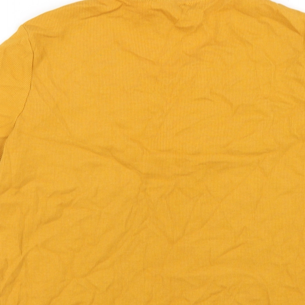 Marks and Spencer Womens Yellow Cotton Basic T-Shirt Size 12 Round Neck