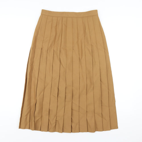 St Michael Womens Brown Polyester Pleated Skirt Size 12 Zip