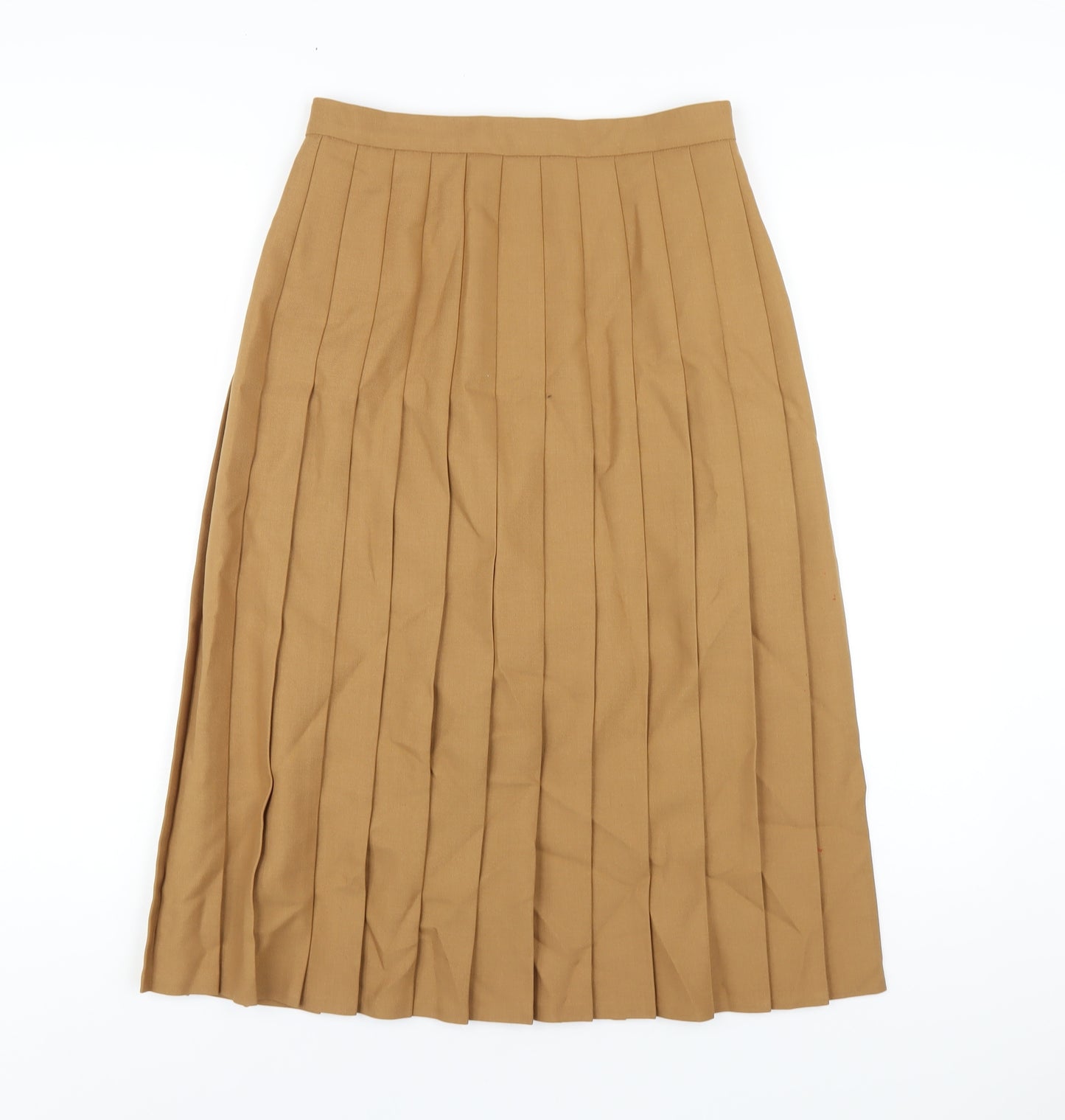 St Michael Womens Brown Polyester Pleated Skirt Size 12 Zip