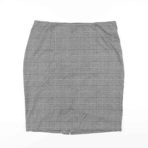 Marks and Spencer Womens Grey Plaid Polyester Straight & Pencil Skirt Size 16