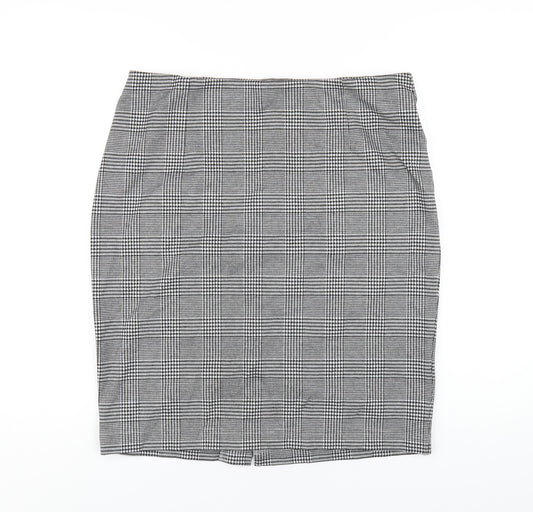 Marks and Spencer Womens Grey Plaid Polyester Straight & Pencil Skirt Size 16