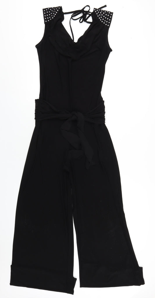 Dorothy Perkins Womens Black Polyester Jumpsuit One-Piece Size 12 L32 in Pullover