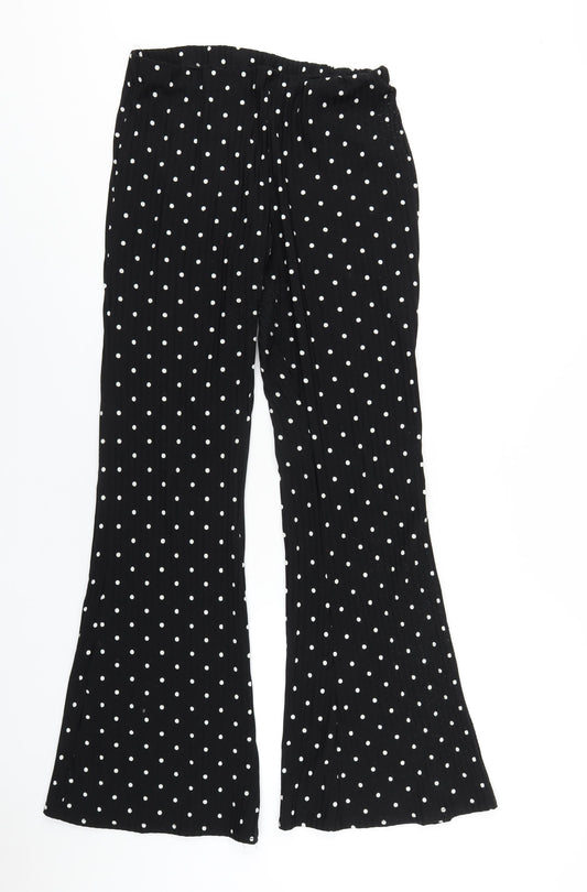 New Look Womens Black Polka Dot Polyester Trousers Size 14 L31 in Regular