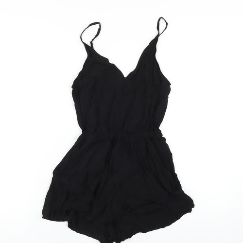 H&M Womens Black Viscose Playsuit One-Piece Size 6 Pullover