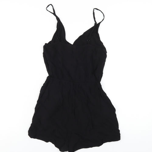 H&M Womens Black Viscose Playsuit One-Piece Size 6 Pullover