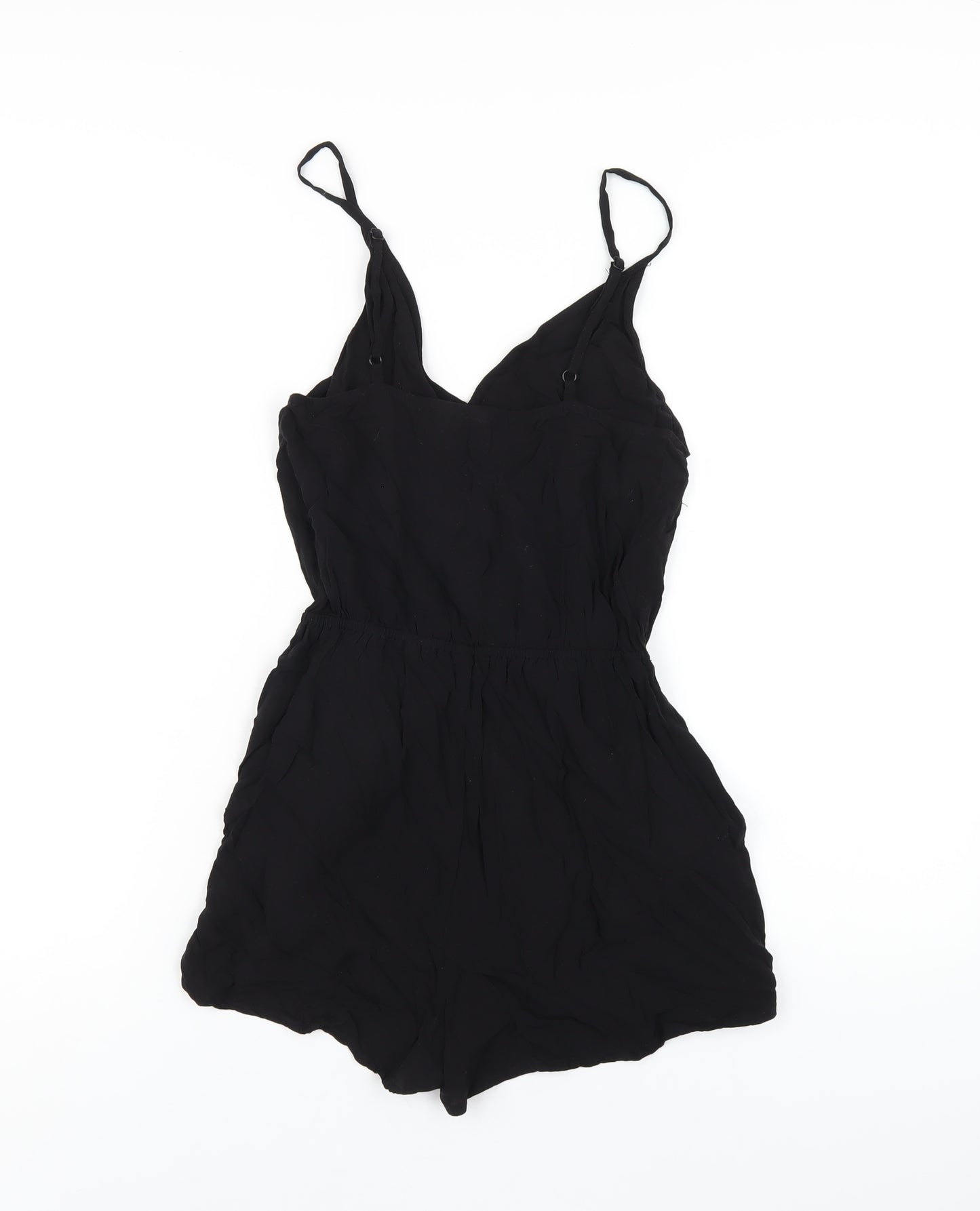 H&M Womens Black Viscose Playsuit One-Piece Size 6 Pullover